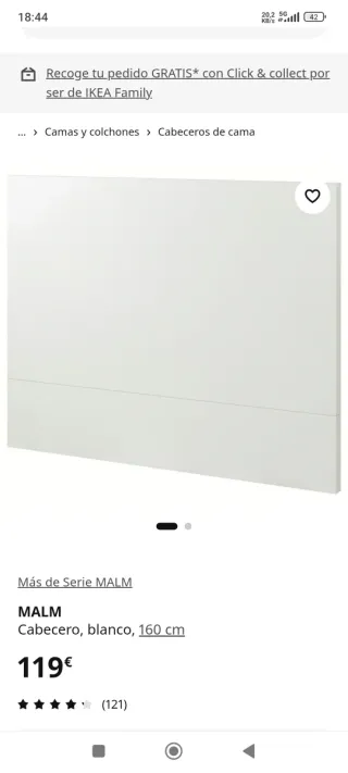 Cabecero Blanco Malm Ikea 160 cm (Cama 150/160)