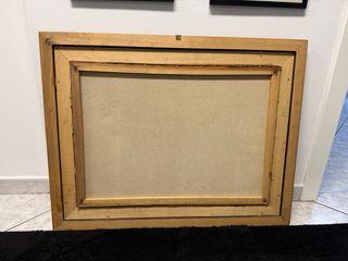 Dipinto vintage su tela con vetro