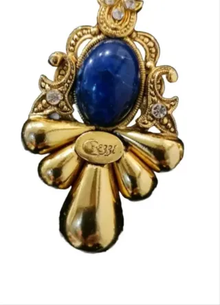 Orecchini Bezzi Anni '80 Blu Oro