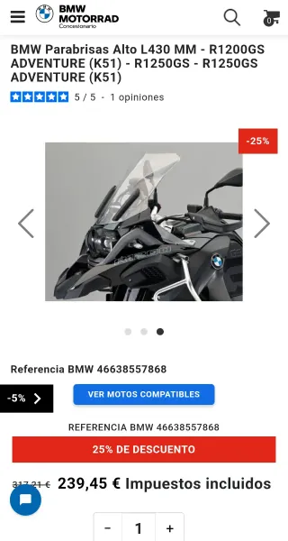 Cúpula Parabrisas BMW GS 1200/1250 Transparente