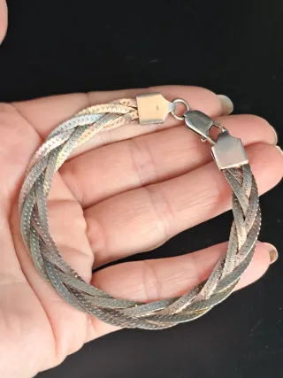 Pulsera Plata Ley 925 Trenzada Vintage
