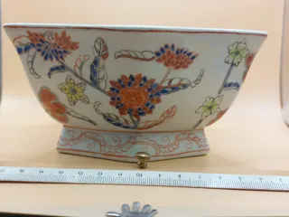 Cuenco hexagonal porcelana Kutani peces