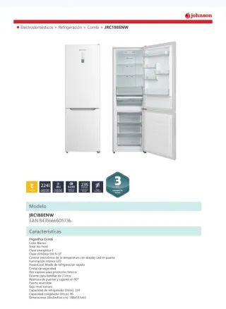 Frigorífico Combi Johnson JRC188ENW