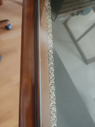 Escritorio antiguo madera y cristal