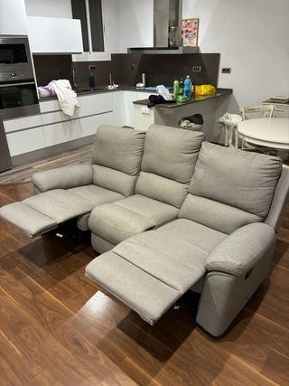 Sofá 3 plazas reclinable gris