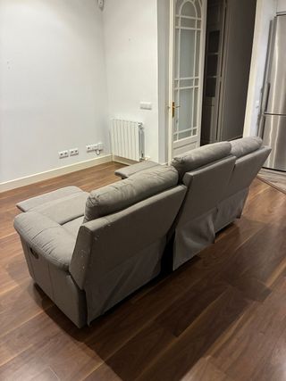 Sofá 3 plazas reclinable gris