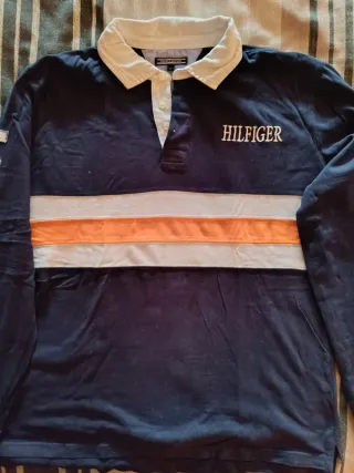 Polo Tommy Hilfiger Azul y Naranja Talla XL