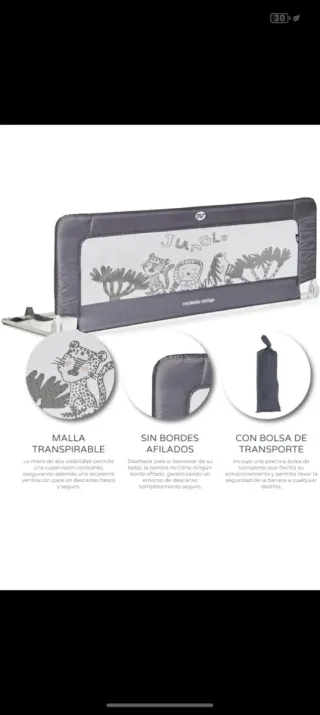 Barra seguridad cama 150cm Jungle