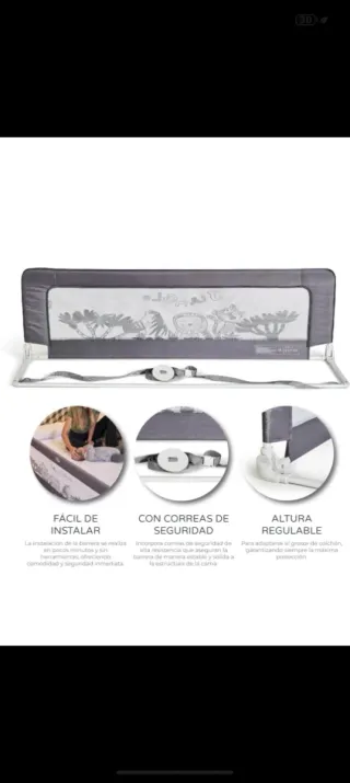 Barra seguridad cama 150cm Jungle