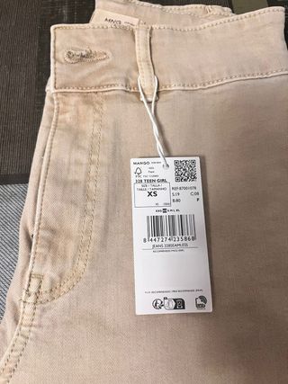 Pantalones vaqueros beige Mango Teen Talla XS