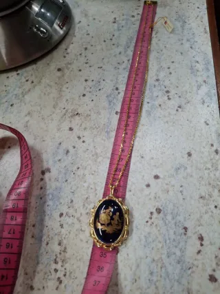 Collana Limoges con ciondolo blu e oro