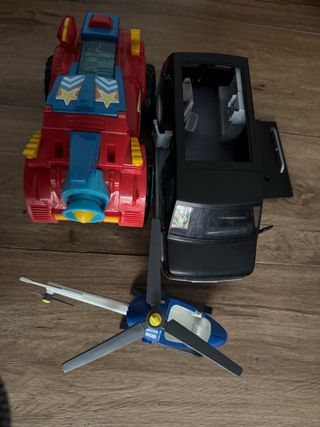 Playmobil Coche Negro y Helicóptero Azul y superzi