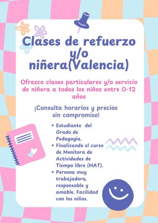 Clases de refuerzo y/o niñera