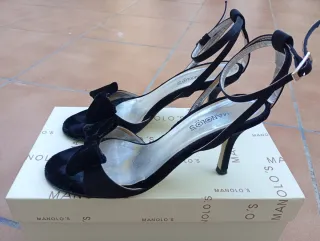 Sandalias negras tacón medio Talla 37