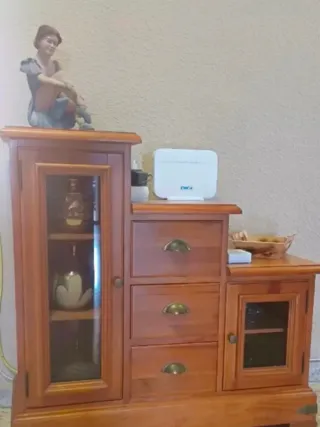 Recibidor de madera con puertas de cristal