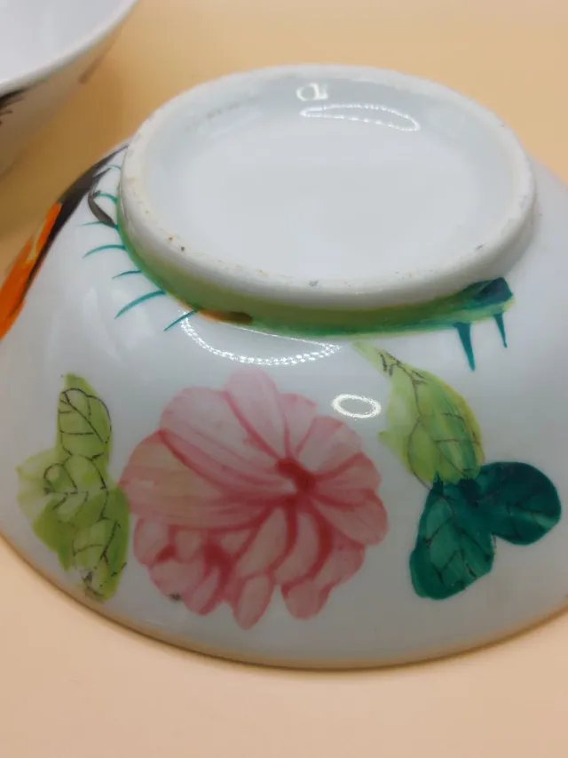 Par cuencos coleccion japoneses gallo floral s.XX