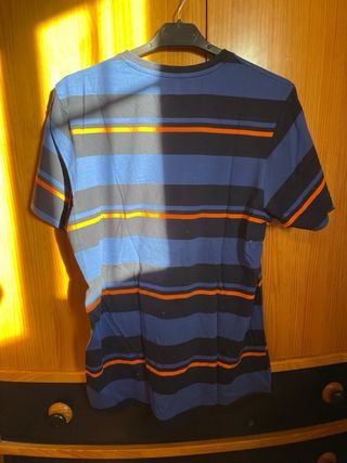 Camiseta Pull&Bear Rayas Azul Naranja Talla L