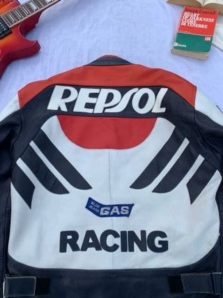 Vintage Repsol GAS Racing Leather Motorcycle Jacke