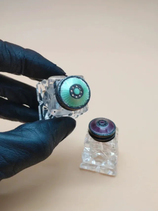 Salero y Pimentero Art Deco Plata Esmaltada