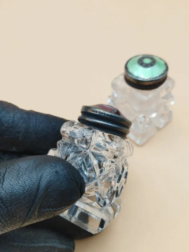 Salero y Pimentero Art Deco Plata Esmaltada