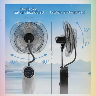 Ventilador nebulizador silencioso con control remo