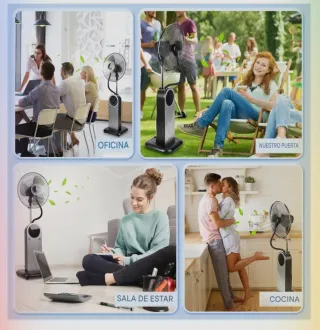 Ventilador nebulizador silencioso con control remo