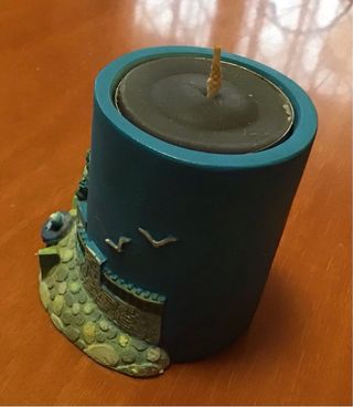 Portacandele decorativo casa blu