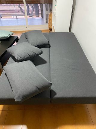 Sofá cama gris tela