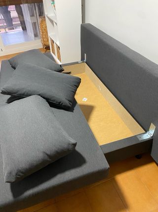 Sofá cama gris tela