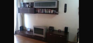 Mueble comedor wengue cristal y madera