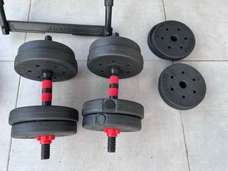 Equipo Gimnasio Casero: Mancuernas, Barra...