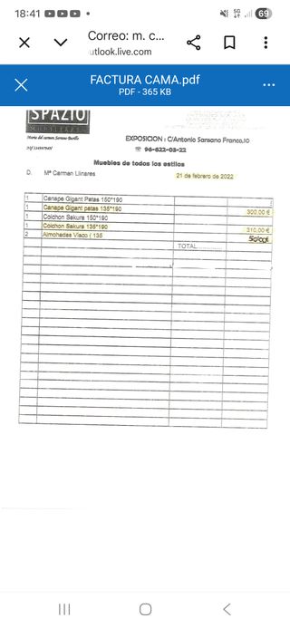 Canapé, colchón y almohada nuevos