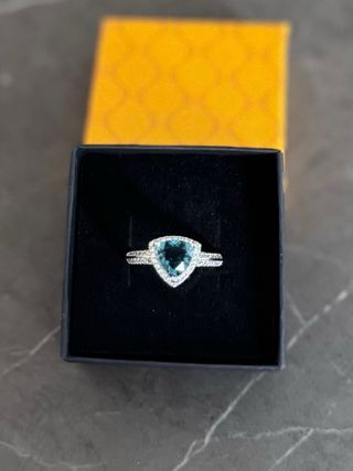 Anello Argento 925 Zircone Blu