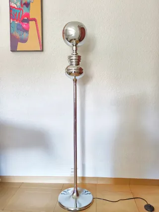 Lámpara Pie Cromada Mid-Century 70's