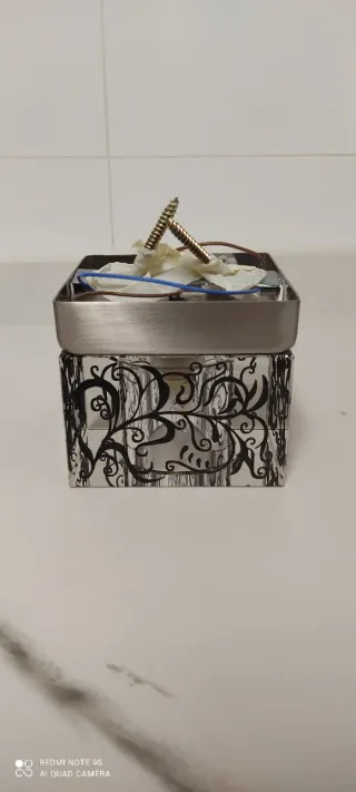 2 Lámparas de cristal y metal