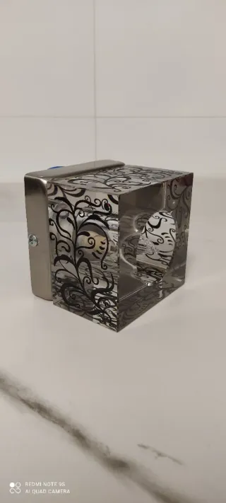 2 Lámparas de cristal y metal