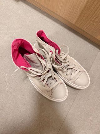 Converse Beige Plataforma Rosa