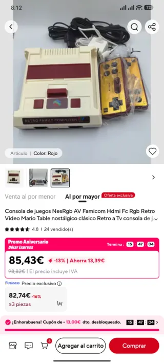 Consola Retro Famicom Nintendo