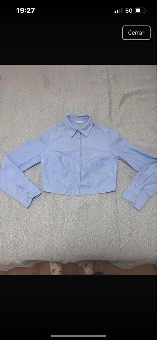 Camisa Crop Stradivarius Azul Talla S