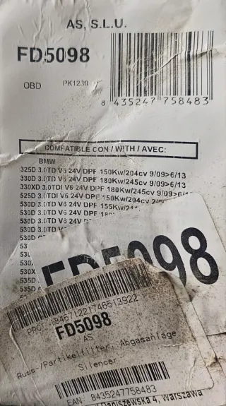 DPF BMW 325d 330d 530d - Filtro Partículas FD5098