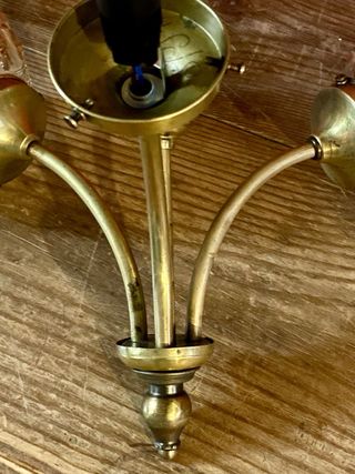 Antigua Lámpara Latón Modernista Globos Cristal