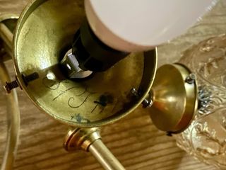 Antigua Lámpara Latón Modernista Globos Cristal