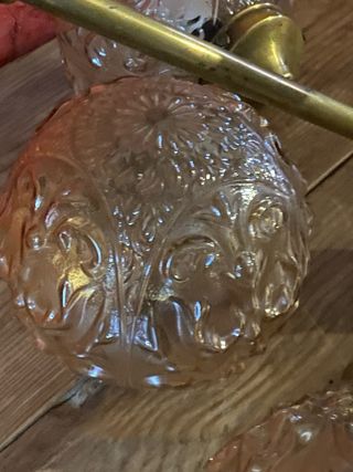 Antigua Lámpara Latón Modernista Globos Cristal