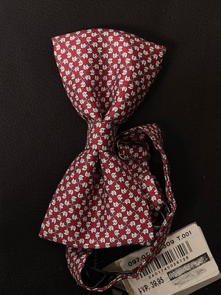 Pajarita Burdeos Estampado Blanco Self-Tie Nueva