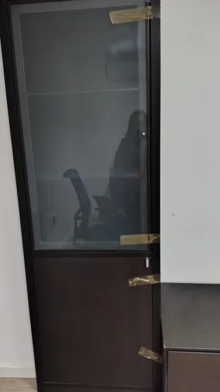 Mueble Azcue Madera y Cristal Negro/Marrón