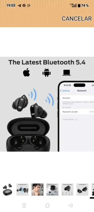 Auriculares Bluetooth Monster Negro