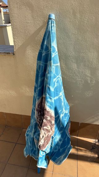 Sombrilla de jardín grande azul