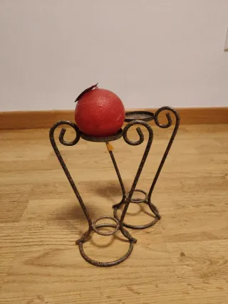 2 Portavelas forja metal 20 cm