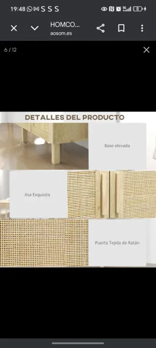 Aparador Rústico Ratán y Madera