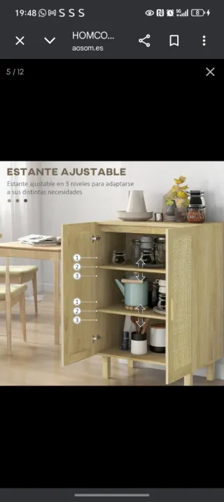 Aparador Rústico Ratán y Madera